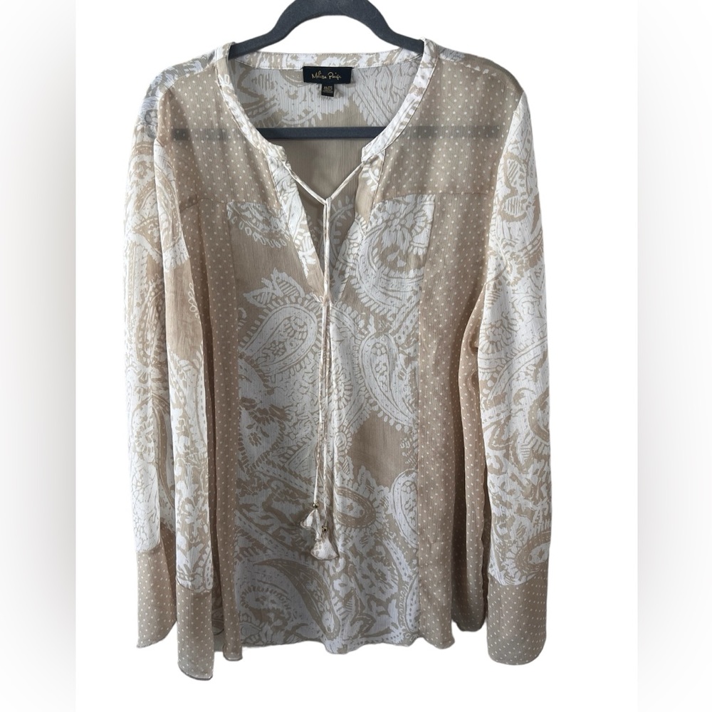 Melissa Paige longer tunic top, sheer and flowing - Sz XL